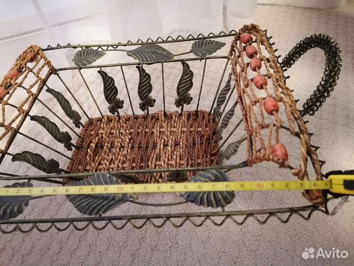 Корзина поднос интерьерная новая джут+металл