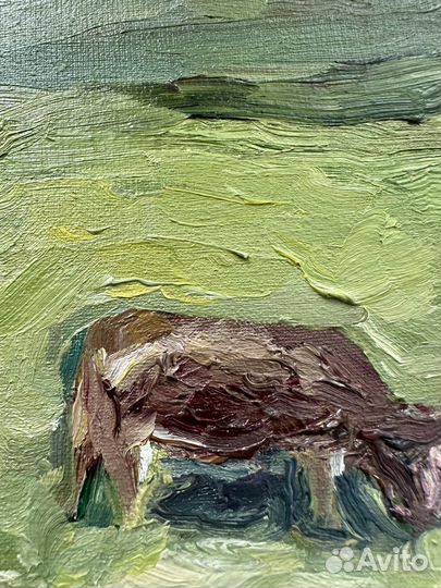 Картина маслом на холсте пейзаж луг