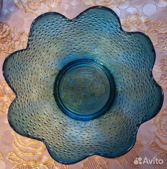 Ваза конфетница цветное стекло СССР