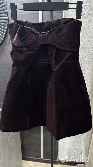 Zara оригинал бархатное платье С бантом S