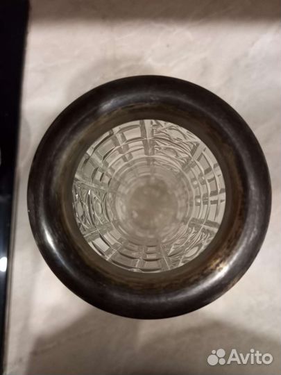 Хрустальная ваза с мельхиором