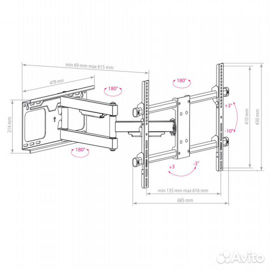 Кронштейн наклонно-поворотный к тв 32