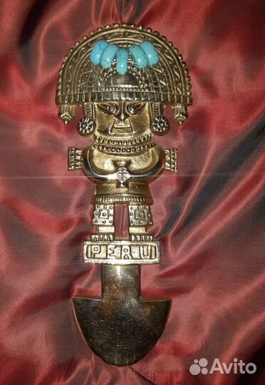 Бронзовое панно ритуальный нож Туми (Перу)