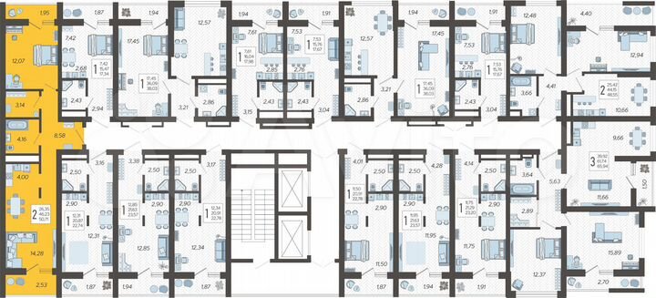 2-к. квартира, 50,7 м², 14/19 эт.