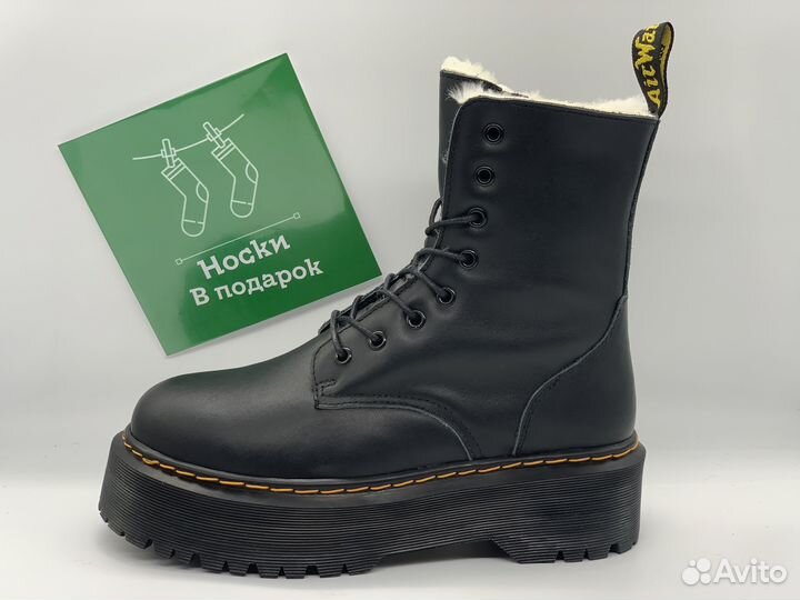 DR. Martens 1460 Jadon Black Platform Белый мех