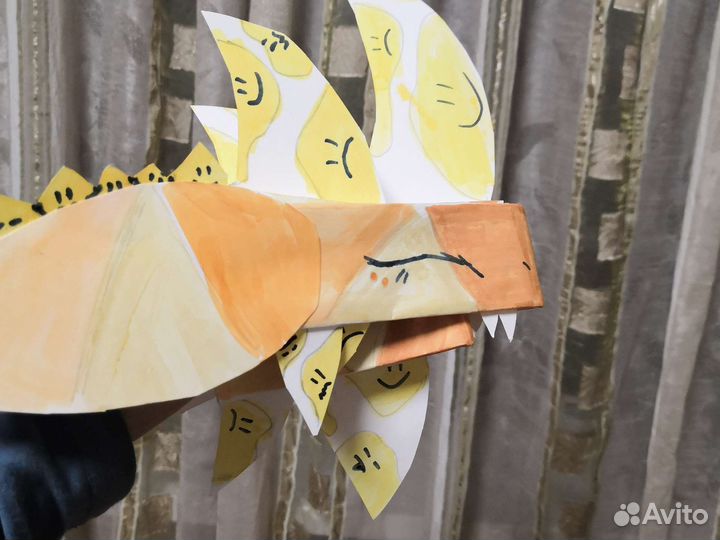 Дракон бумажный из картона в подарок арт