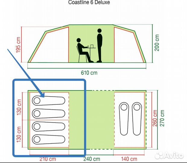 Палатка Coleman 6 человек Coastline Deluxe