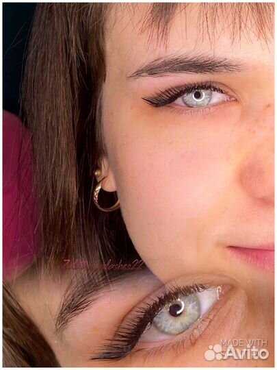 Наращивание ресниц, оформление бровей