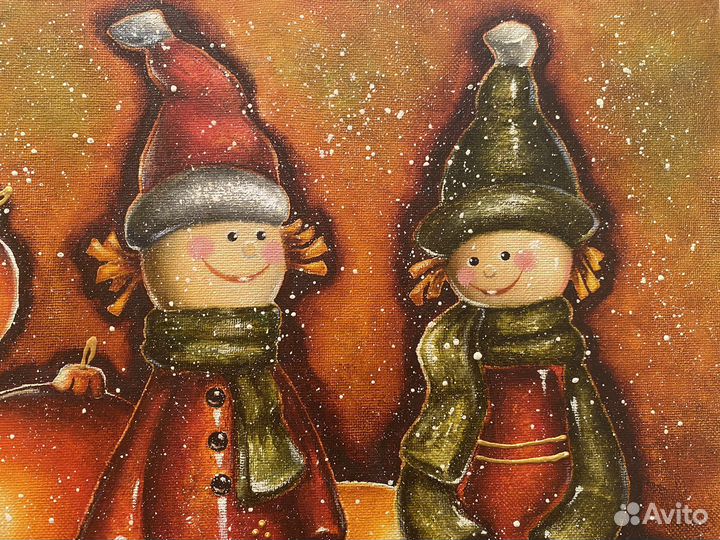 Картина «Новогодние игрушки» масло, холст