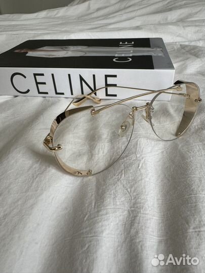 Очки имиджевые прозрачные в золотой оправе