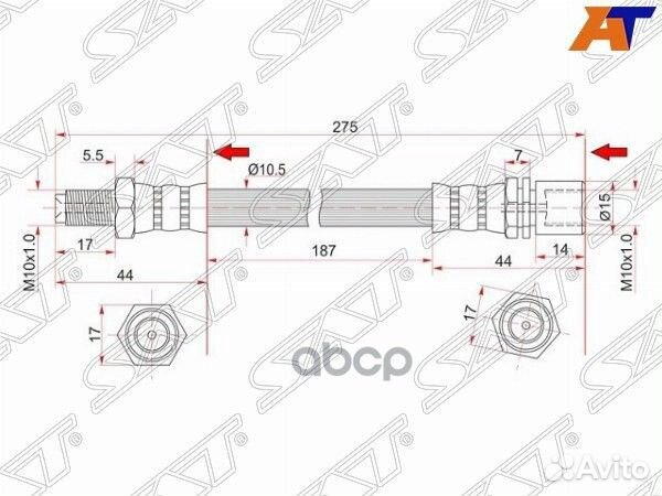 Шланг тормозной передний (Таиланд) toyota land