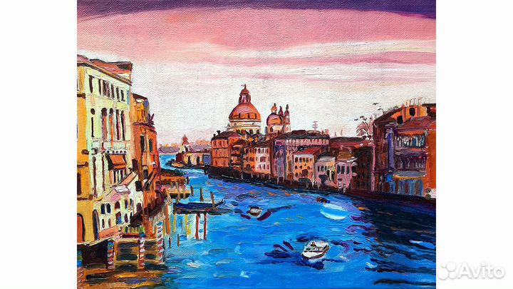Картина маслом Венеция холст 30 на 24 см