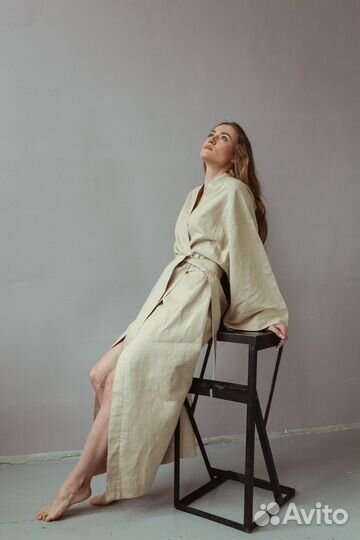 Льняной халат кимоно 42-48