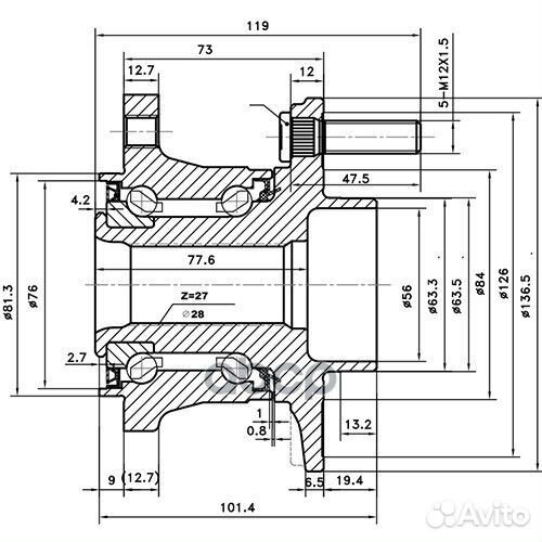 Подшипник ступицы Z89695R Zikmar