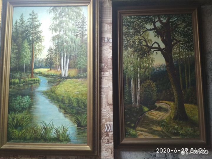 Картины парные 40 х70 см холст, масло 1987г по