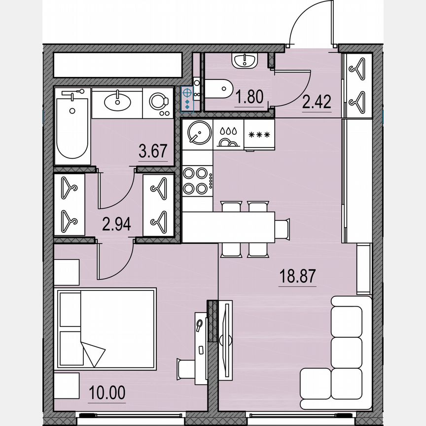 1-к. квартира, 39,7 м², 15/16 эт.