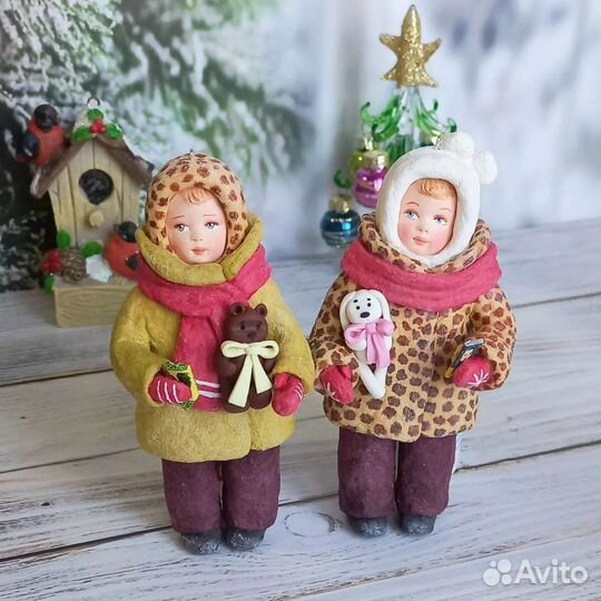 Ватные елочные игрушки