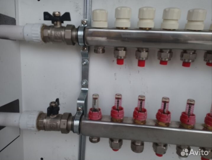 Коллектор для теплого пола с ящиком в сборе