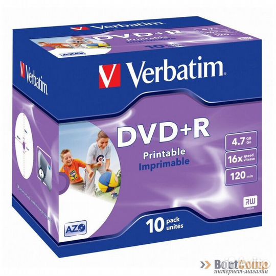 Оптический диск DVD+R 4.7Gb Verbatim 16X Jewel Cas