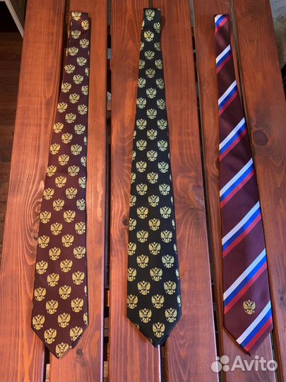 Галстук с гербом РФ и флагом ширина 10 см