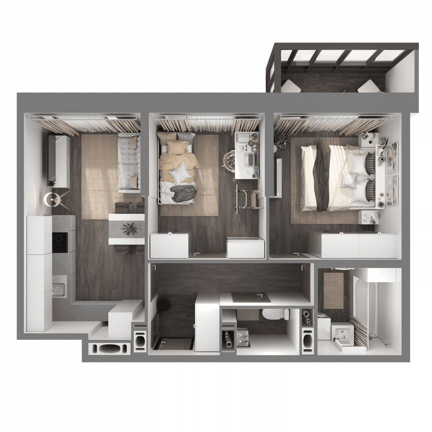2-к. квартира, 49,4 м², 12/23 эт.