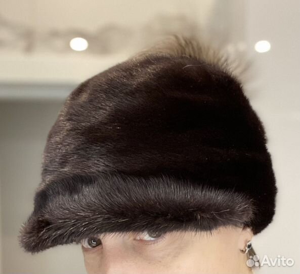 Шапка-берет норковая женская