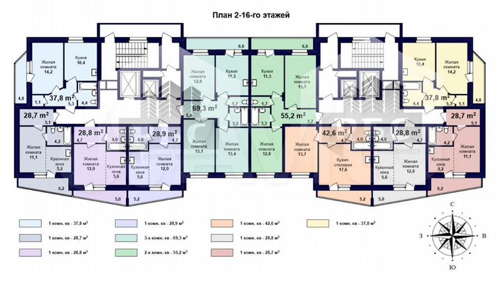 Квартира-студия, 28,7 м², 12/16 эт.
