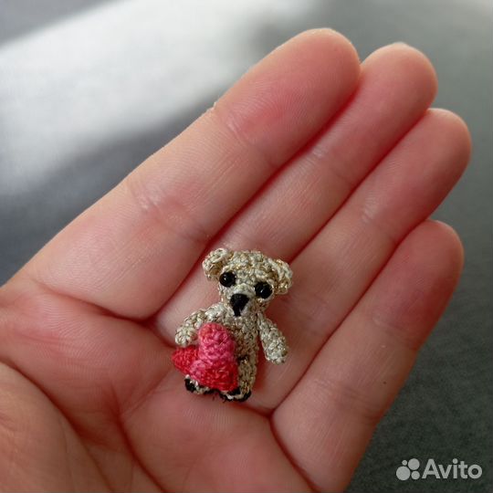 Мишка вязаный, миниатюра, мишка амигуруми