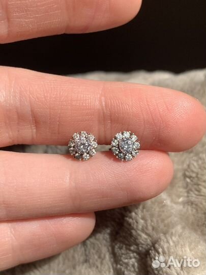 Серьги белое золото