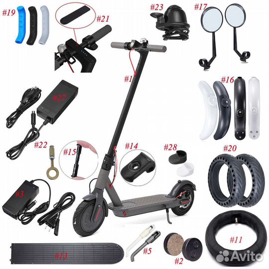 Новые запчасти для электросамокатов Xiaomi