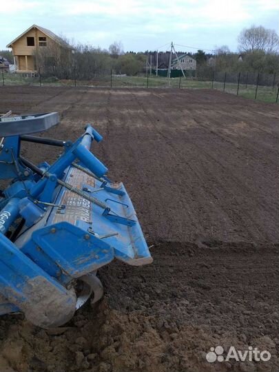 Вспашка земли, фрезеровка,уплотнение почвы, газон