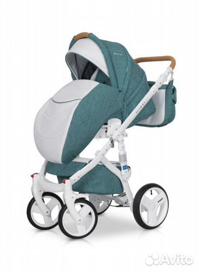 Коляска Riko Bruno Luxe 2 в 1 Бирюза-белый