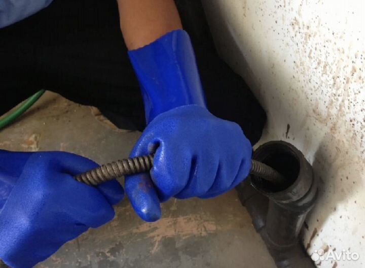 Прочистка канализации тросом, промывка каршером