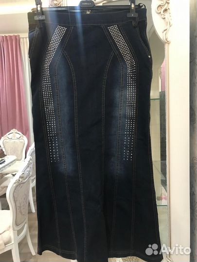 Джинсовая юбка длинная 48 50