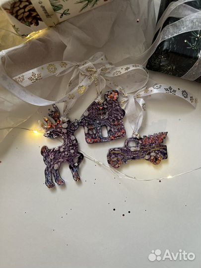 Елочные игрушки из эпоксидной смолы