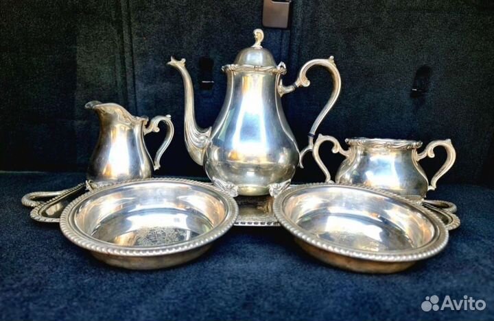 Серебрение набор Кофейник, сахарница, поднос