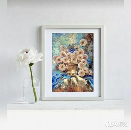 «Одуванчики» картина маслом с цветами