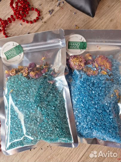 Мерцающая соль для ванны с сухоцветами