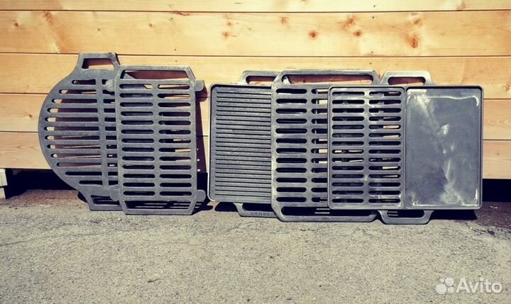 Решетка гриль для печки чугунная круглая 43см