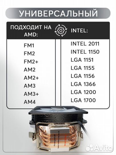 Кулер для процессора 4 медные трубки