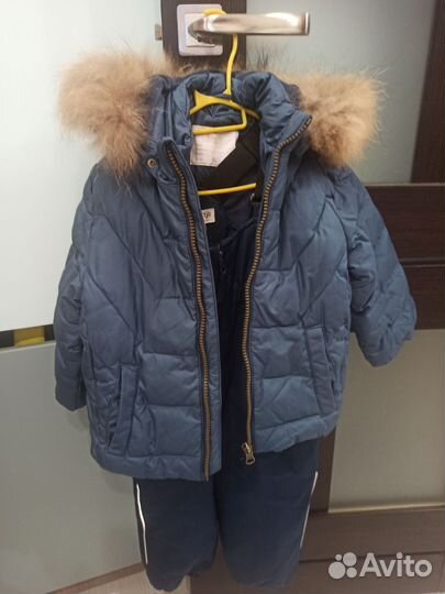 Пуховик комбинезон с курткой для мальчика с мехом