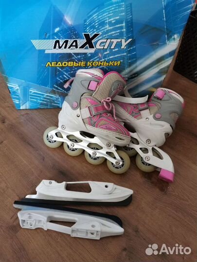 Коньки ролики 2 в 1 раздвижные 31-34 размер