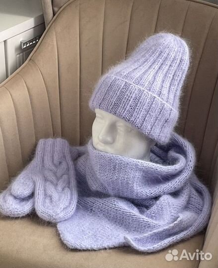 Вязаный комплект из пуха норки