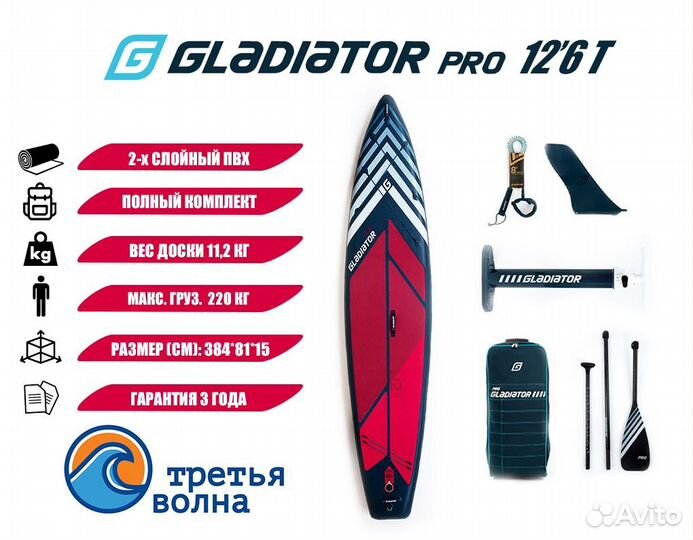 Сап надувной Gladiator Pro 12'6