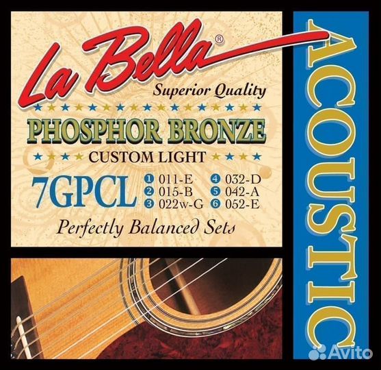 La Bella 7gpcl 11-52 струны для акустической гитар