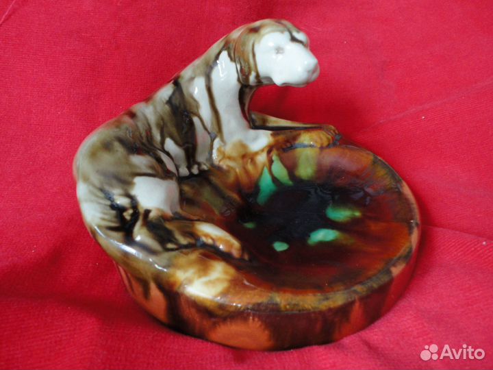 Пепельница из СССР. керамика. охотничья собака