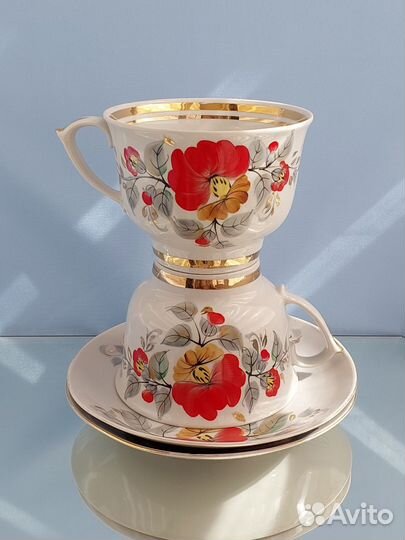 Чайная пара- гигант, фарфор, Светловодский фз