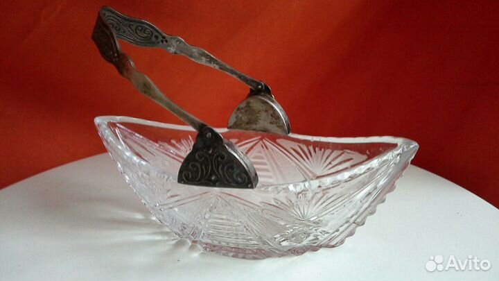 Ладья.хрусталь.винтаж.с мельх.ручкой