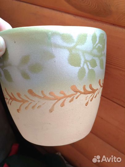 Горшки салатно-золотистые