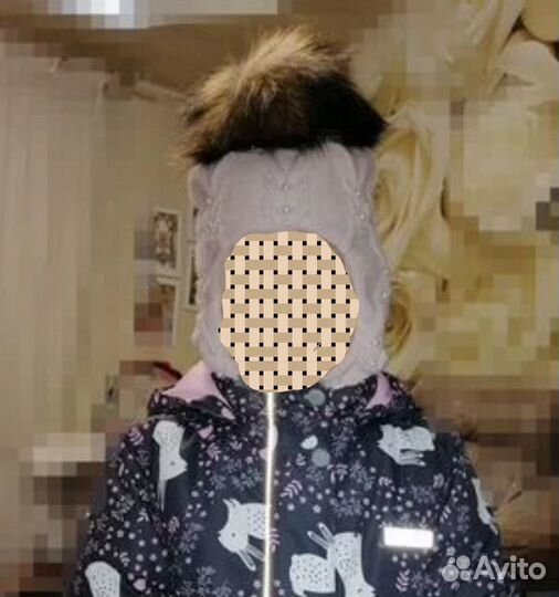 Шапка шлем зимняя для девочки 52 54